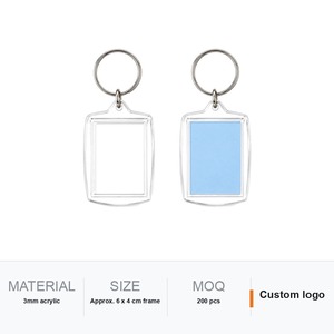 Llavero de acrílico transparente con marco para foto, aproximadamente 6x4cm, anillo dividido en blanco, logotipo personalizado, impresión UV, grabado láser, promocional, al por mayor - Product Image 6