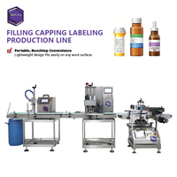 Ligne de production modulaire automatique de bouchage et d'étiquetage de boissons, jus, liquides, huiles et gels avec machine de bouchage rotative personnalisée en usine et système PLC