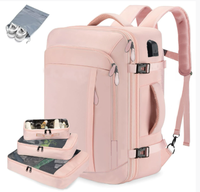 Sac à dos d'ordinateur portable unisexe personnalisé avec logo, pour voyage et avion, avec bandoulière arquée détachable, 36-59L, en polyester, avec fermeture éclair