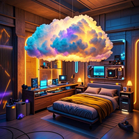 Lampe d'ambiance 3D faite à la main avec contrôle par application BGST, lumières RGB en forme de nuage de tonnerre pour la chambre, salle de jeux électroniques