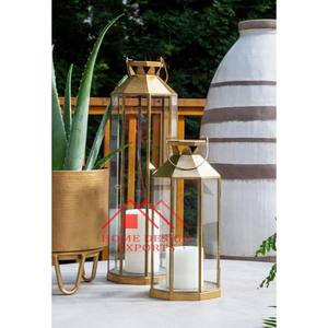 <b>Glass</b> Lantern for Christmas Decorations for Home & Hotels Decoration Metal Antique Brass Decorative Candle Lantern - Product Image 2