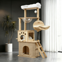 Maison pour chat intégrée de luxe, mignonne et compacte pour usage domestique, avec plateforme de saut capsule spatiale, jouet pour chat, étagère pour chat, arbre à chat, écologique
