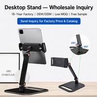 360 °   Support rotatif en aluminium pour téléphone et tablette, vente en gros OEM, usine BSCI, support de téléphone de bureau pour affichage commercial et de détail