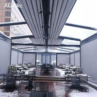 Motorisé PVC Tissu Toit Rétractable En Aluminium Imperméable et Pare-Soleil Pergola avec lumières Led