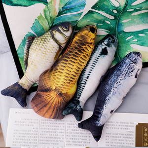 Wholesale 4 Styles Simulation Fish Cat Toy Real Printed Plush Fish Pet Toy Interactive <strong>Kitten</strong> Chew Toy Filled With Catnip - Product Image 1