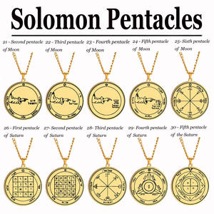 Pendentif en or avec sceau de Salomon, amulette Jupiter, Mars, Mercure, Lune, Saturne, Soleil, Vénus - Product Image 2