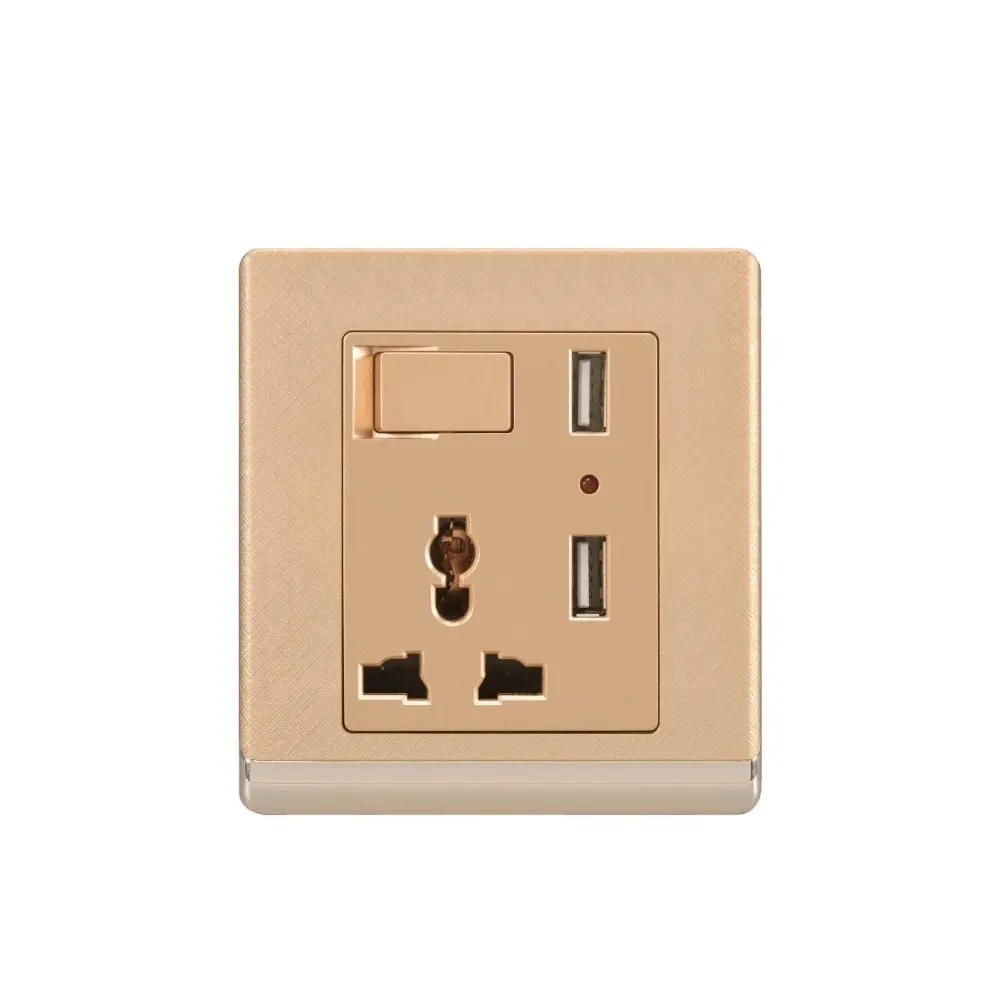 Double 2 Gang Wall Switches And Socket Electric Interruptor Inteligente 3 Pin Universal Modern Light Switch With Usb For Uk
