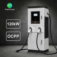 Station de recharge commerciale pour véhicules électriques DC 120 kW CCS2 CHAdeMO GBT OCPP GPRS 4G avec écran LCD 7 pouces pour zone de service autoroutière intelligente WrightCharge