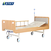 Lit médical manuel en bois à 2 manivelles pour personnes âgées, soins à domicile, avec dossier et repose-jambes réglables, table à manger et matelas