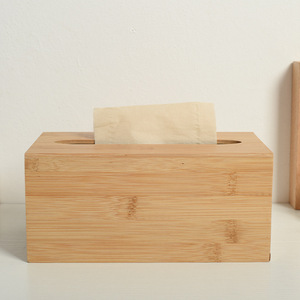 Caja de pañuelos de bambú cuadrada, tamaño personalizable, caja de almacenamiento de escritorio, uso doméstico práctico - Product Image 1