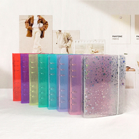 Carnet à spirale promotionnel à paillettes avec reliure à 6 anneaux en PP/PVC, cordon élastique, format A5/A6, pour bureau et affaires