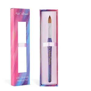 Pincel Profesional para Uñas de Acrílico Kolinsky 100% Puro, Mango de Bambú, Punta Delineadora, Férula Rizada para Gel UV, Escultura de Uñas, DIY - Product Image 6