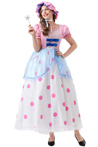 <span class=keywords><strong>Disfraz</strong></span> de <span class=keywords><strong>Pastora</strong></span> para Mujer Adulta, Vestido Maxi con Estampado de Lunares en Rosa Pastel y Azul, Gorro, Mangas Abullonadas, <span class=keywords><strong>Disfraz</strong></span> para Representaciones Escénicas - Product Image 5
