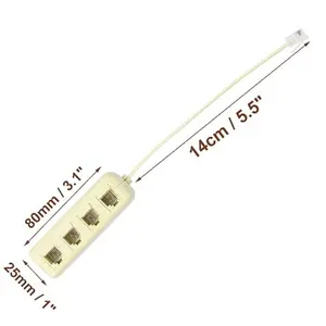 Factory Price RJ11 6P4C 1 Male To 4 Female Phone Jack Adapter For Telephone Landline Fax Ivory