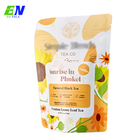 Sachets de thé en gros, qualité alimentaire, thermoscellage, impression numérique, MOQ 100 pièces, motifs multiples, surface mate, pochette refermable avec fermeture éclair
