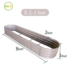 Flower Bed Oval Prefab DIY 8*2*1 feet Galvanized Planting Bed Parterre For Garden Decorate Home & Hotel Mall