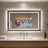 Miroir intelligent Android de 27 pouces avec éclairage frontal et éclairage ambiant arrière, miroir de salle de bain personnalisable, miroir TV