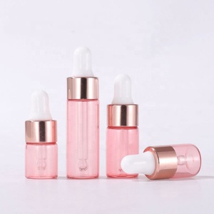Mini Sample Glass <b>Bottles</b> 5ml 3ml 2ml 1ml Essential Oil Pink Glass <b>Dropper</b> <b>Bottle</b> with Rose Gold <b>Dropper</b> - Product Image 2