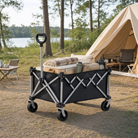 Chariot pliable à quatre roues léger 95x53x96cm, 2 couches, polyester 600D imperméable, cadre en tube d'acier, pour le camping en plein air et les courses