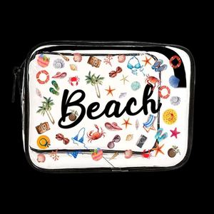 Custom Logo Durable Clear <b>Transparent</b> PVC Fashion Fruit Pattern Travel Cosmetic <b>Bag</b> Soft Handle Summer Beach Zipper Daily Life - Product Image 1
