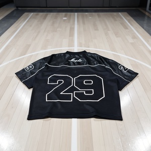 Người Đàn Ông Của Tùy Chỉnh Mùa Hè Thời Trang Phố Retro Bóng Đá Bóng Đá Jersey In Polyester Boxy Quá Khổ V Lưới T-Shirts Dệt Vải - Product Image 6