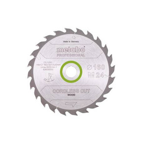 Lame de scie circulaire sans fil Metabo pour couper le bois, 160 mm, 24 dents, qualité professionnelle pour scies circulaires - Product Image 1