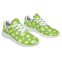 Chaussures de course personnalisées à imprimé floral marguerite verte pour hommes et femmes, respirantes, légères, avec logo personnalisé, baskets de sport décontractées