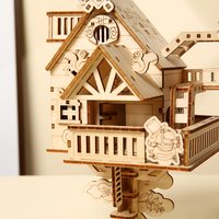 Modèle de maison dans les arbres en bois 3D en gros, puzzles en bois 3D DIY pour adultes, kit d'assemblage de cabane fantastique