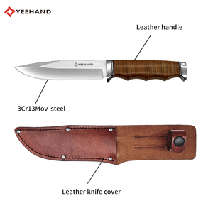 Nova chegada grande faca caça sobrevivência acampamento ao ar livre faca completa tang faca com bainha de couro - Product Image 6