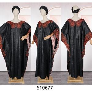 Conjunto de vestido Boubou <span class=keywords><strong>Mama</strong></span> elegante de Material Floral tradicional africano con bufanda vestidos Maxi bordados de dos piezas para mujer K1056 - Product Image 2