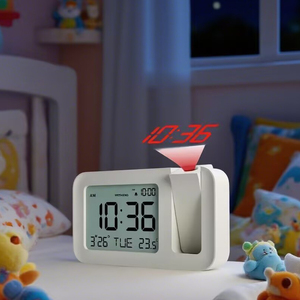 Réveil de table électronique moderne <span class=keywords><strong>Projection</strong></span> de l'heure Projecteur numérique Rétro-éclairage Snooze pour la température - Product Image 4