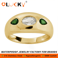 Fabricant de bijoux personnalisés LUCKYJIU, bague en acier inoxydable imperméable plaquée or 18 carats avec pierres CZ pour femmes, à porter tous les jours