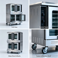 Four à convection commercial en acier inoxydable à double étage, four à air chaud pour la cuisson du pain, des pâtisseries et des gâteaux