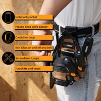 Pochette à outils petite MELOTOUGH kaki avec clip de ceinture à dégagement rapide, profondeur 20 cm, capacité 200 lb, mini organisateur de travail, sangle en sangle adhésive