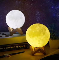 Veilleuse LED 3D créative moderne de style européen, 10 cm, blanc chaud, forme de lune, ABS, alimentation USB E26, intensité réglable, pour chambre romantique