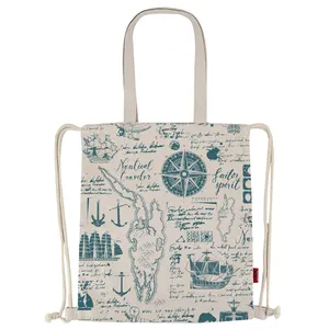 Mochila de lona de algodón Natural con cordón, bolso de compras con logotipo impreso, ecológico, regalo promocional