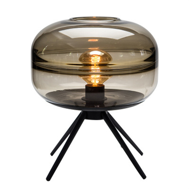 Hot Selling Fashion Nordic Style Glass Tripod Led Table Lamp Modern Bedroom Hotel Bedside Table Lamp