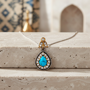 Pendentif en argent Sterling 925 authentique pour femmes, pierre Turquoise en forme de goutte d'eau, bijoux pour femmes, vente en gros - Product Image 3