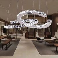 Lustre en cristal double C pour chambre à coucher, salon, suspension à LED, brillant exquis pour hôtel et restaurant