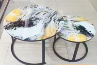 Ensemble de table basse avec dessus en marbre gris italien Mobilier de salon de ferme moderne avec table basse convertible en métal