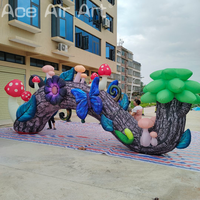 Accessoires de scène personnalisés, arche gonflable pour parc d'attractions avec décoration de champignons, fleurs, papillons et pays féerique