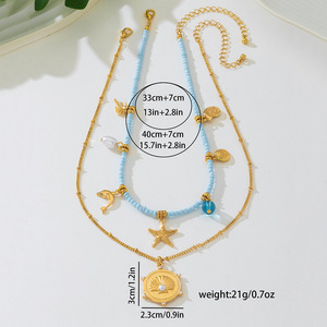 Collar Bohemio de Concha Marina con Circonita, Inspirado en la Costa, Chapado en Oro de 18K, Resistente al Agua - Product Image 4