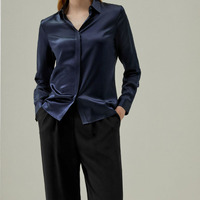 Femmes à manches longues Satin soie léopard chemise boutonnée robe de travail douce chemisier hauts vêtements régionaux confortables