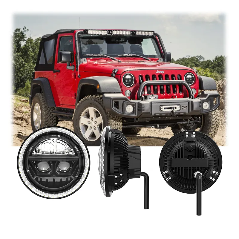 Alto brillo redondo bajo haz alto Led faro luz Led DRL impermeable 12V 7 pulgadas Led faro para Jeep Wrangler