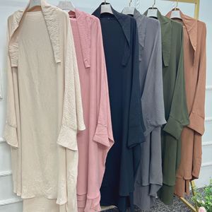2023 con interno Abaya musulmano donna Middle East Dubai maniche a pipistrello turco abito con gonna lunga 2 pezzi completo Islamic Abaya - Product Image 4