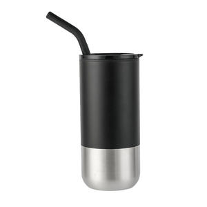 Vaso de taza de café de viaje de acero inoxidable para exteriores sin Bpa de 16oz con tapa de paja de silicona - Product Image 2