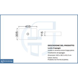 Lavabo da Appoggio Moderno e Tradizionale 40.5x30.5cm in Porcellana Effetto Marmo per Hotel e Residenze Stile Rustico - La49 - Product Image 2