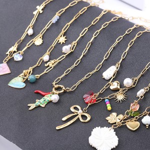 สร้อยคอจี้ปลารูปหัวใจแบบซีรีส์มหาสมุทรโลหะผสมสังกะสีสำหรับผู้หญิงเครื่องประดับ BF1552สำหรับเป็นของขวัญประจำวัน - Product Image 1