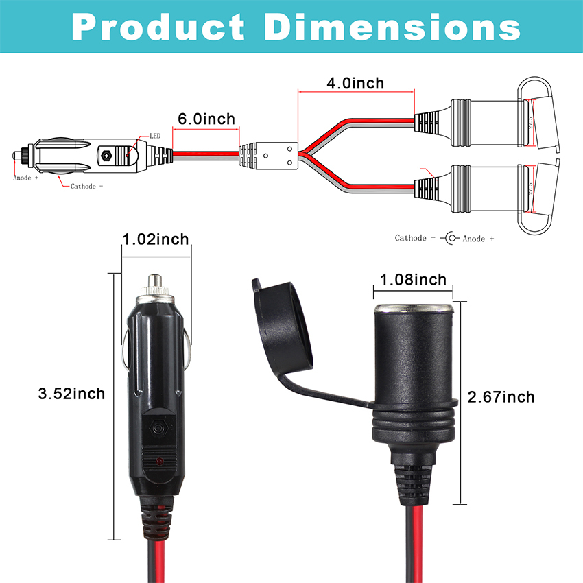 Allume-Cigare vers XT60 Chargeur de Voiture Câble d'alimentation 12 V 24 V pour EcoFlow Delta