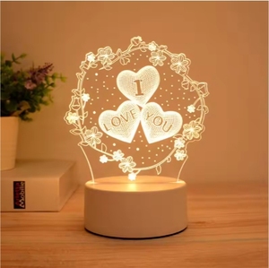 مصباح ليلي ثلاثي الأبعاد LED USB حديث جديد 5 واط مصباح جو من الأكريليك أنيق أنيمي ثلاثي الأبعاد أبيض دافئ لطاولة غرف نوم الأطفال - Product Image 4